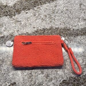 The Sak Orange Crotchet Wristlet Clutch